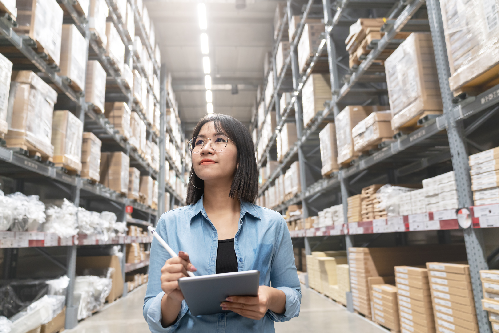 Woman working in warehouse